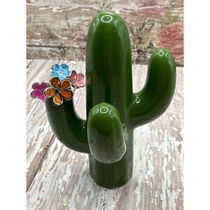 Lab Opal and Enamel Flower Silver Ring